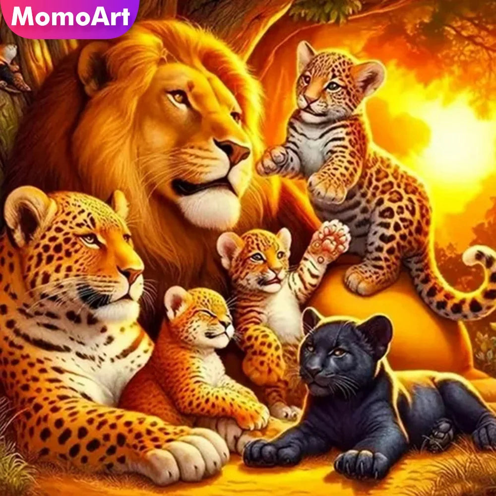 Momoart Lion Diamond Painting Leopard Needlework Mosaic Animal 5D DIY Picture Rhinestones Handmade Gift Momoart Lion Diamond Painting Leopard Needlework Mosaic Animal 5D DIY Picture Rhinestones Handmade Gift